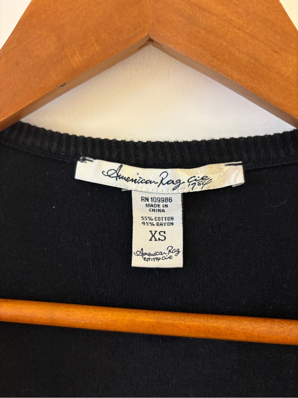 American Rag Cie Black Ruffle Front Open Cardigan XS - Picture 2 of 5